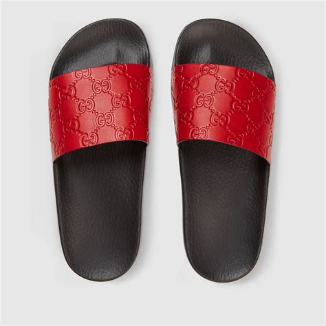 fake gucci's leather slides|gucci leather slides women.